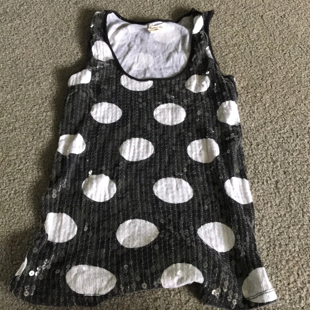 Black and white polka dot tank top